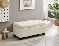 Upholstered Storage Rectangular Bench for Entryway Bedroom Foot of Bed Light Beige Velvet Fabric