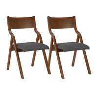 Upholstered folding Dining chair, space saving, easy to carry, Dining Room,No assembly required, 2-Pack-Grey+Walnut