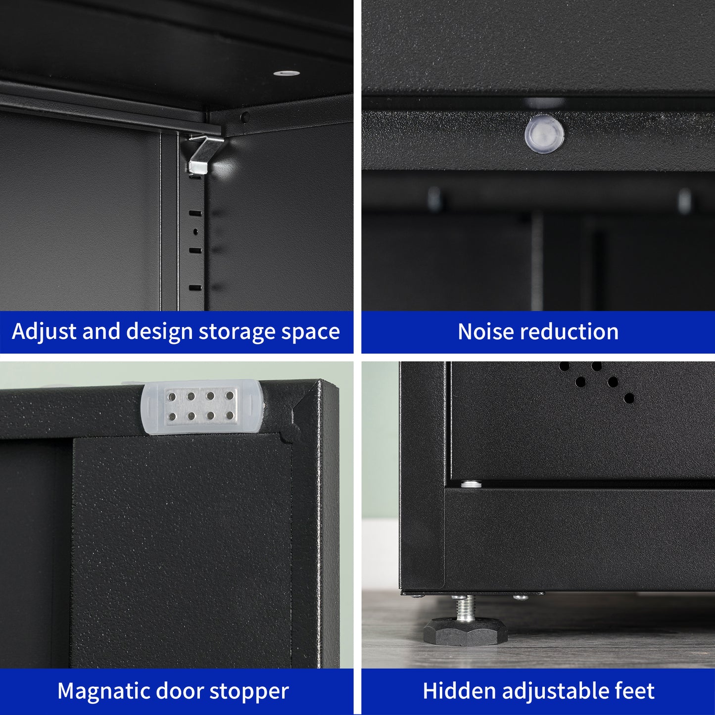 High Storage Cabinet with 2 Doors and 4 Partitions for Organized Home Office Storage Spaces