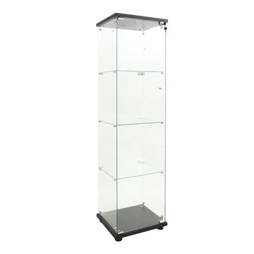 LED Curio Display Cabinet with 4 Shelves and Door for Living Room Bedroom Office 64.7 Inch Black