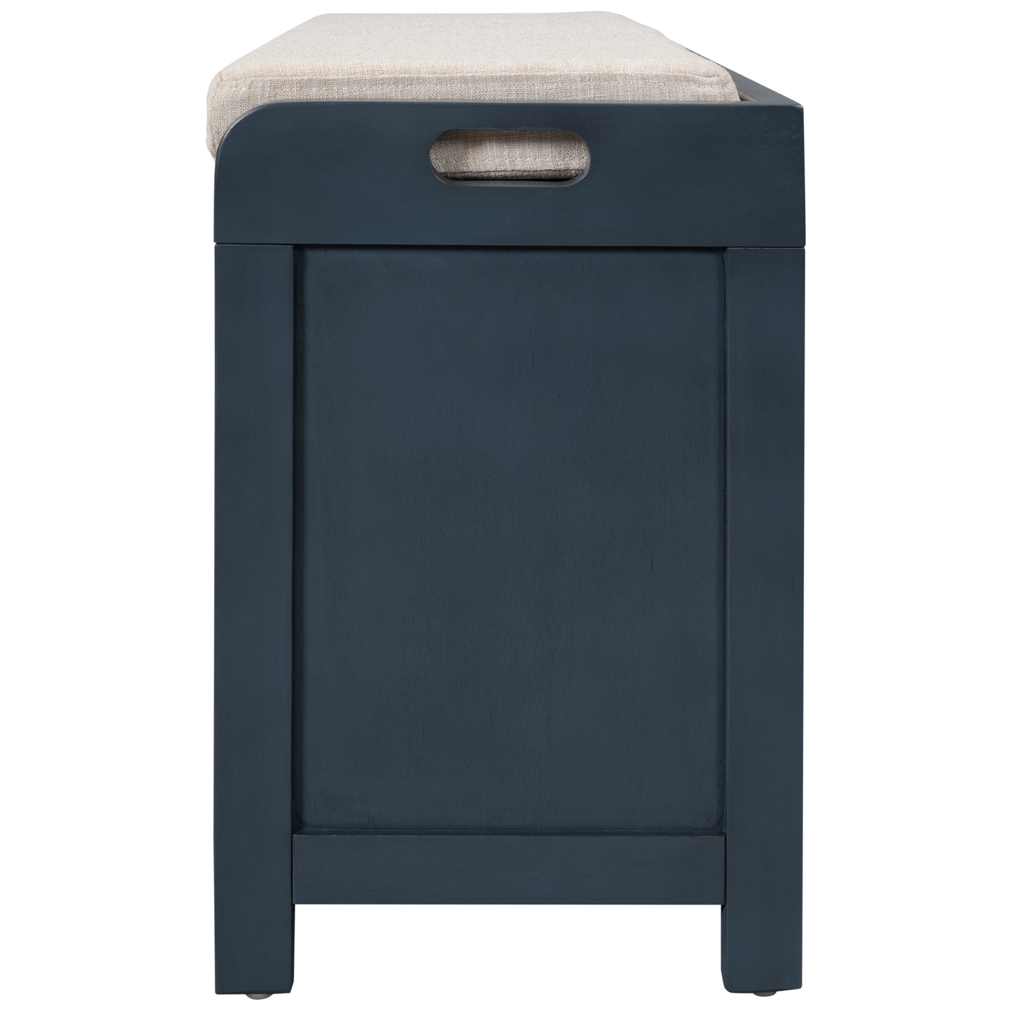 Storage Bench with Removable Basket and 2 Drawers Fully Assembled Shoe Bench with Cushion Navy