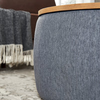 Round Storage Ottoman 2 in 1 Function End Table and Ottoman Dark Grey 25.5x25.5x14.5 Inches