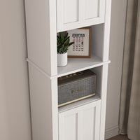 Bathroom Floor Storage Cabinet with 2 Doors, Wooden Living Room Cabinet with 6 Shelves, Space-Saving Organizer 15.75x11.81x66.93