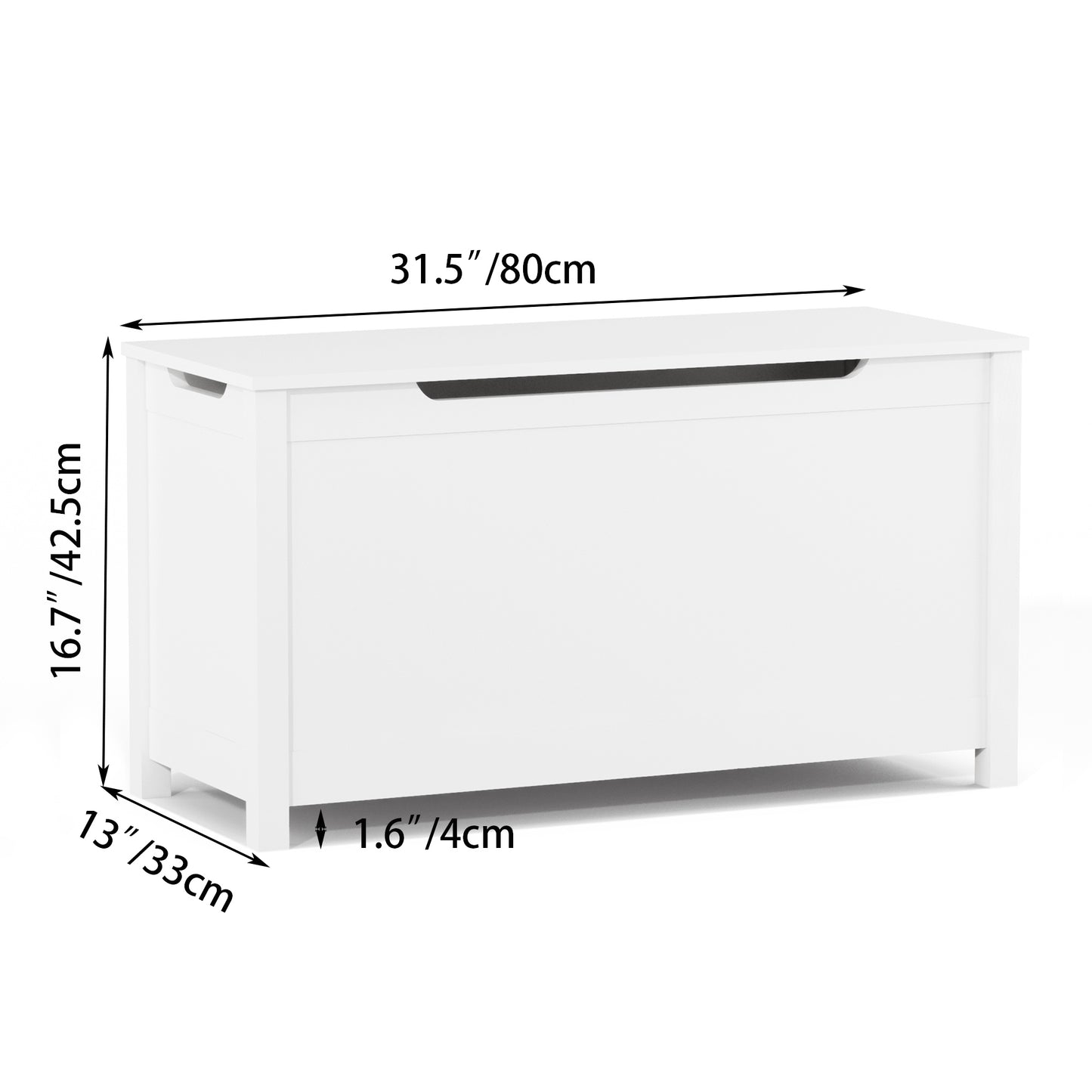 Kids Wooden Toy Box Storage with Safety Hinged Lid for Ages 2 and Up White
