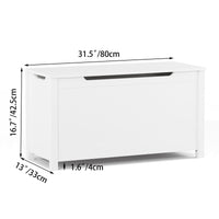 Kids Wooden Toy Box Storage with Safety Hinged Lid for Ages 2 and Up White