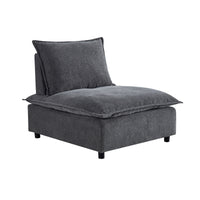 Adjustable Backrest Armless Upholstered Lounge Chair with Removable Pillow for Living Room and Bedroom