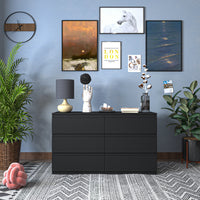 6 Drawer Double Dresser for Bedroom Living Room Hallway Black Storage Cabinet Furniture