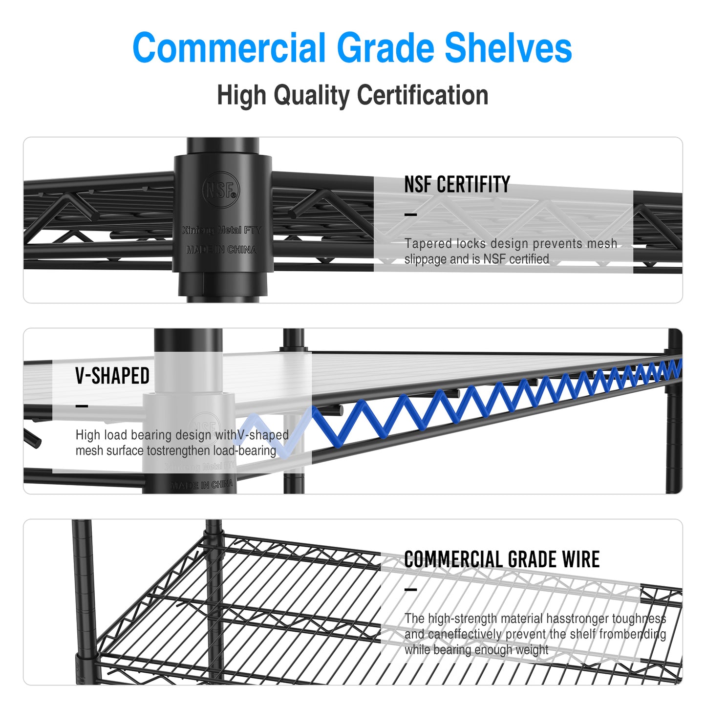 6 Tier Heavy Duty Wire Shelving Unit 6000 LBS Capacity Adjustable Metal Garage Storage Shelves with Wheels Black