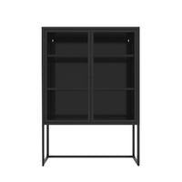 Black Storage Cabinet with Doors Modern Accent Cabinet Free Standing Buffet Sideboard for Bedroom Kitchen Home Office