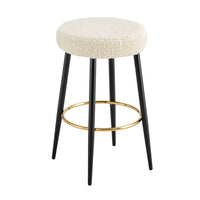 Counter Height Bar Stools Set of 2 PU Upholstered Kitchen Chairs 24 Inch with Gold Footrest for Home Bar and Balcony