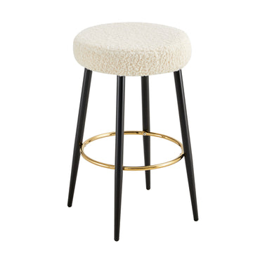 Counter Height Bar Stools Set of 2 PU Upholstered Kitchen Chairs 24 Inch with Gold Footrest for Home Bar and Balcony