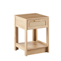 15.75 Inch Rattan End Table with Drawer Modern Nightstand Side Table for Living Room Bedroom Natural Design