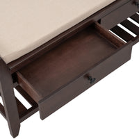 Multipurpose Entryway Storage Bench with Cushioned Seat and Drawers Espresso Shoe Rack for Home Organization