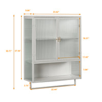 Modern Two-Door Wall Cabinet with Enclosed Storage Open Shelf and Towel Rack for Entryway Living Room Bathroom Dining Room 23.62 inches