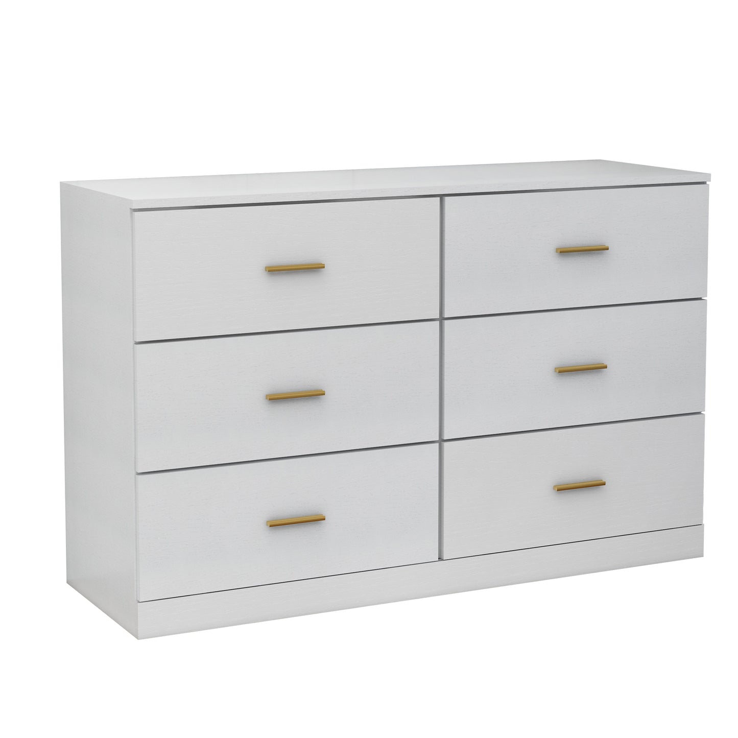 Modern White 6-Drawer Dresser Ample Storage Wide Chest of Drawers Sturdy Safe Furniture for Bedroom