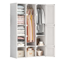 Portable Wardrobe Closet Storage Organizer Clothes Dresser White Bedroom Solution