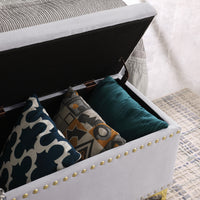 Large Storage Benches with Nailhead Trim Tufted Velvet 2 in 1 Combination for Living Room Entryway Hallway Bedroom Gold Legs 250lbs Capacity