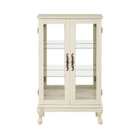 Elegant 2 Door Curio Cabinet with Glass Doors Adjustable Shelves Mirrored Back Lighted Display for Home Office