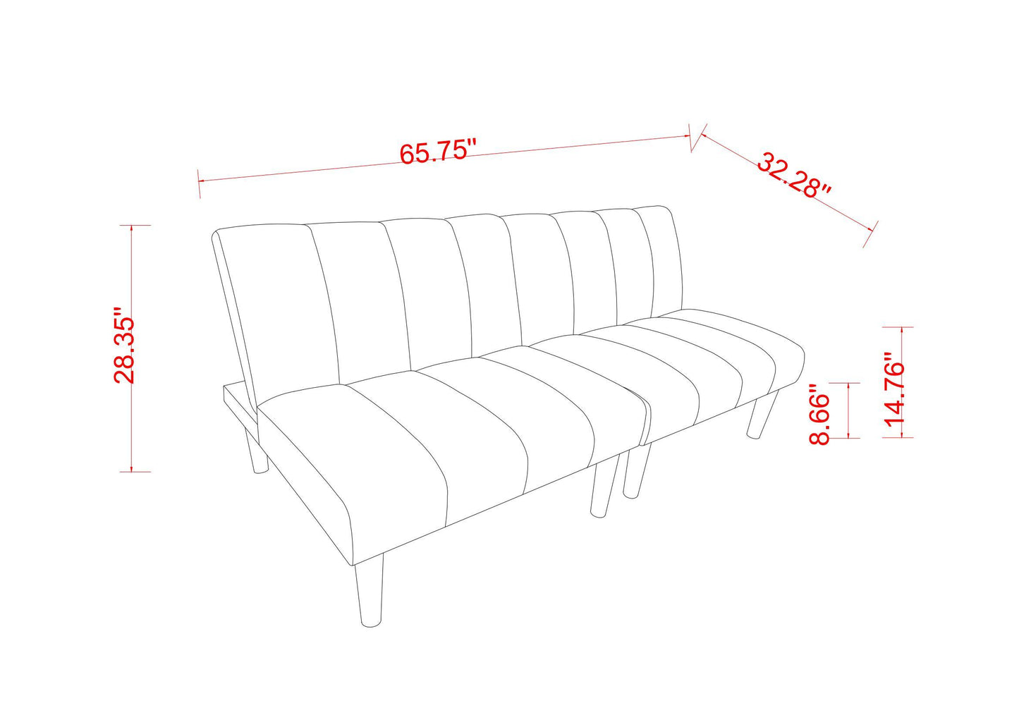 Corduroy fabric, wooden legs convertible sofa bed (Color:Beige)