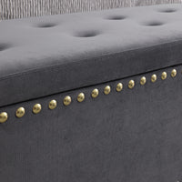 Large Storage Benches with Nailhead Trim Tufted Velvet 2 in 1 Combination for Living Room Entryway Hallway Bedroom Gold Legs 250lbs Capacity