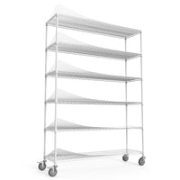 6 Tier Wire Shelving Unit Heavy Duty Adjustable Metal Garage Storage Shelves with Wheels 6000 LBS Capacity White