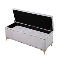 Large Storage Benches with Nailhead Trim Tufted Velvet 2 in 1 Combination for Living Room Entryway Hallway Bedroom Gold Legs 250lbs Capacity
