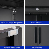 Metal Storage Cabinet with Doors Adjustable Shelves Steel Garage File Cabinet for Home Office School Gym Black