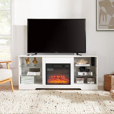 2-IN-1 Electric Fireplace TV Stand Multifunctional Indoor Decoration With Adjustable Flame, LED Lights, And Storage Space