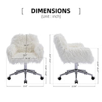 Modern Faux Fur Home Office Chair, Fluffy Chair For Girls, Makeup Vanity Chair