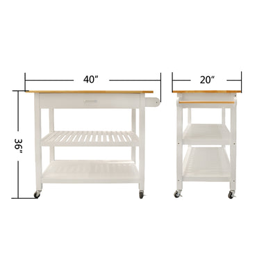 Mobile Kitchen Island Cart with Lockable Wheels, Simple Design for Food Display, Large Drawer for Kitchen Storage