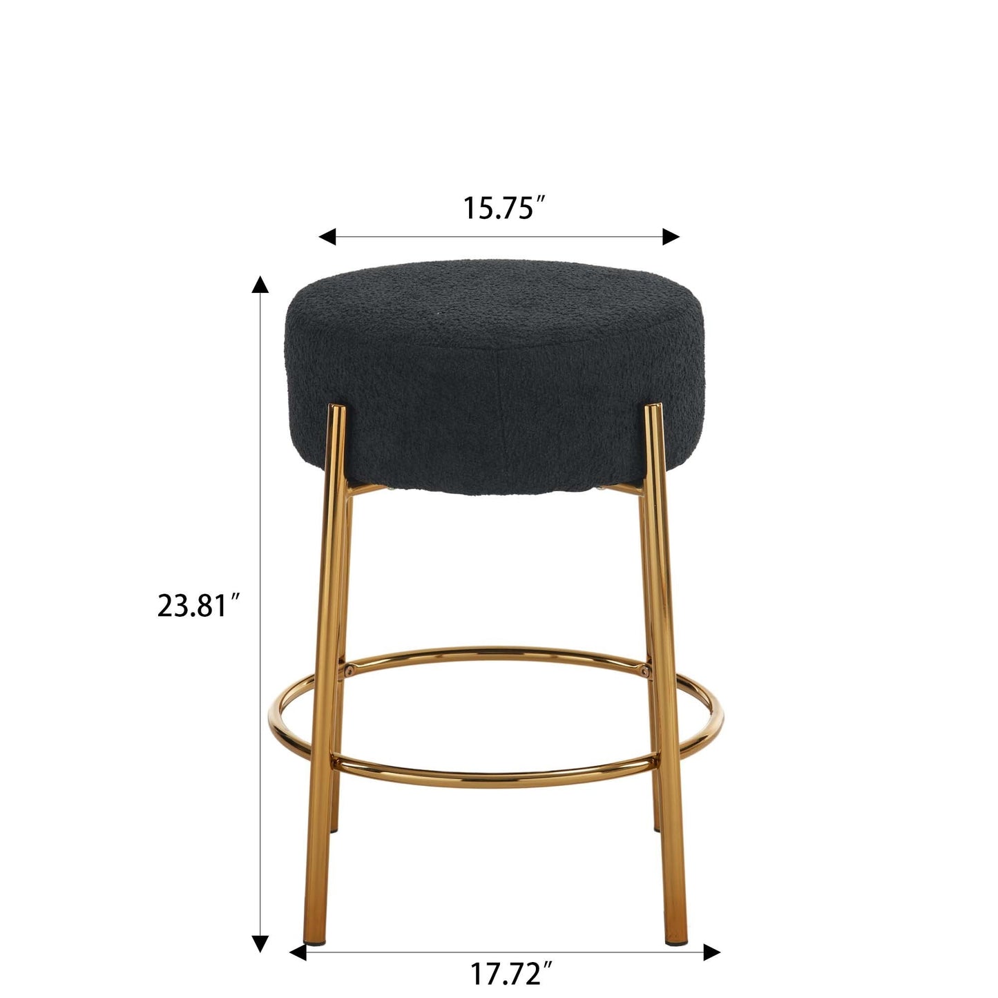 Contemporary Set of 2 24 Inch Upholstered Round Bar Stools for Kitchen and Cafe Stylish Seating