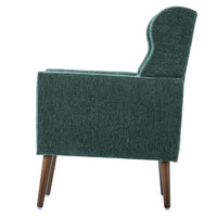 Chenille Modern Accent Chair with Pillow Soft Upholstered Armchair for Living Room Bedroom Solid Wood Legs Blackish Green