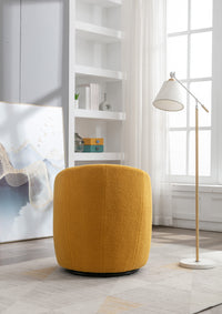 Teddy Fabric Swivel Accent Barrel Chair with Metal Ring Yellow Modern Design for Living Room