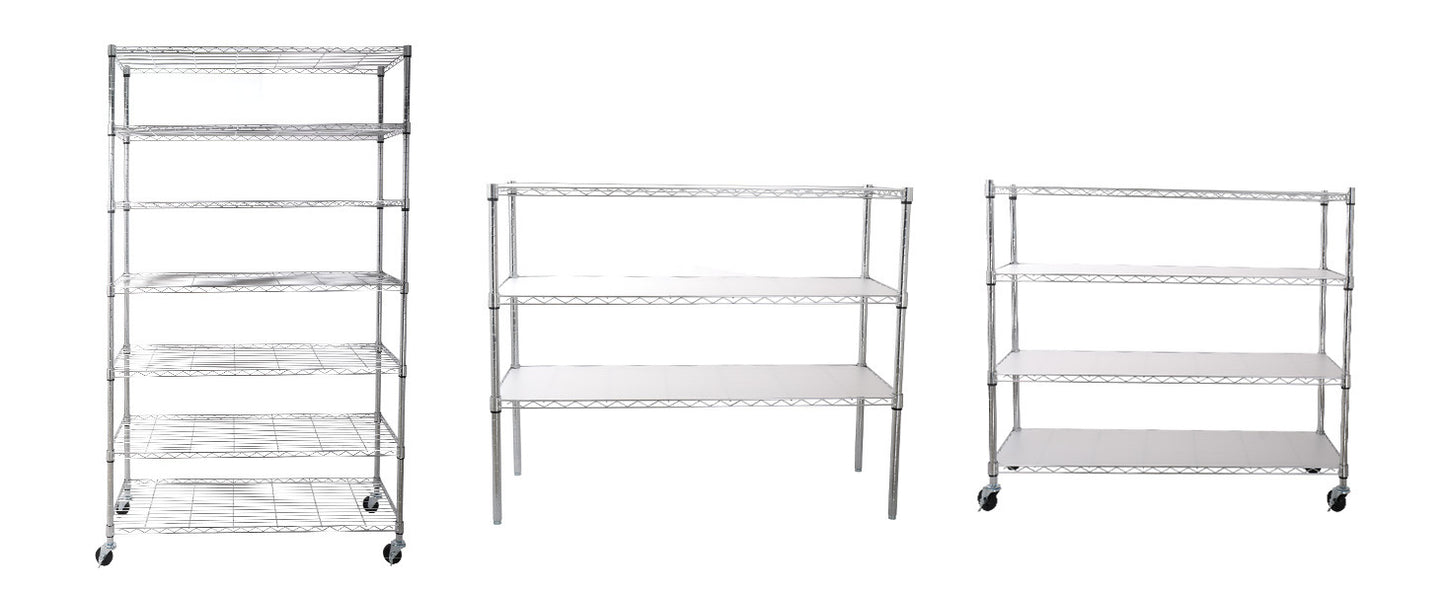 7 Tier Heavy Duty Wire Shelving Unit 2450 LBS Capacity Height Adjustable Metal Storage Shelves with Wheels for Garage and Kitchen