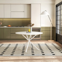 47.24'' Modern Cross Leg Round Dining Table, White Top Occasional Table, Two Piece Removable Top, Matte Finish Iron Legs