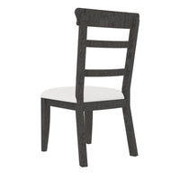 Upholstered Cushion Seat Wooden Ladder Back Dining Chairs Set of 2 Dark Gray 19.1x24x37.4 Inch