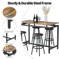 5-Piece Counter Height Kitchen Dining Table Set with Bar Table and 4 Stools - Modern Space-Saving Furniture for Dining Room or Kitchen