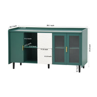 Modern 55 Coffee Bar Storage Cabinet with 2 Drawers and Glass Doors for Kitchen and Living Room Green