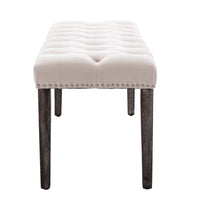 Upholstered Tufted Velvet Bench Ottoman for Dining Room Entryway Living Room Footrest Stool Beige