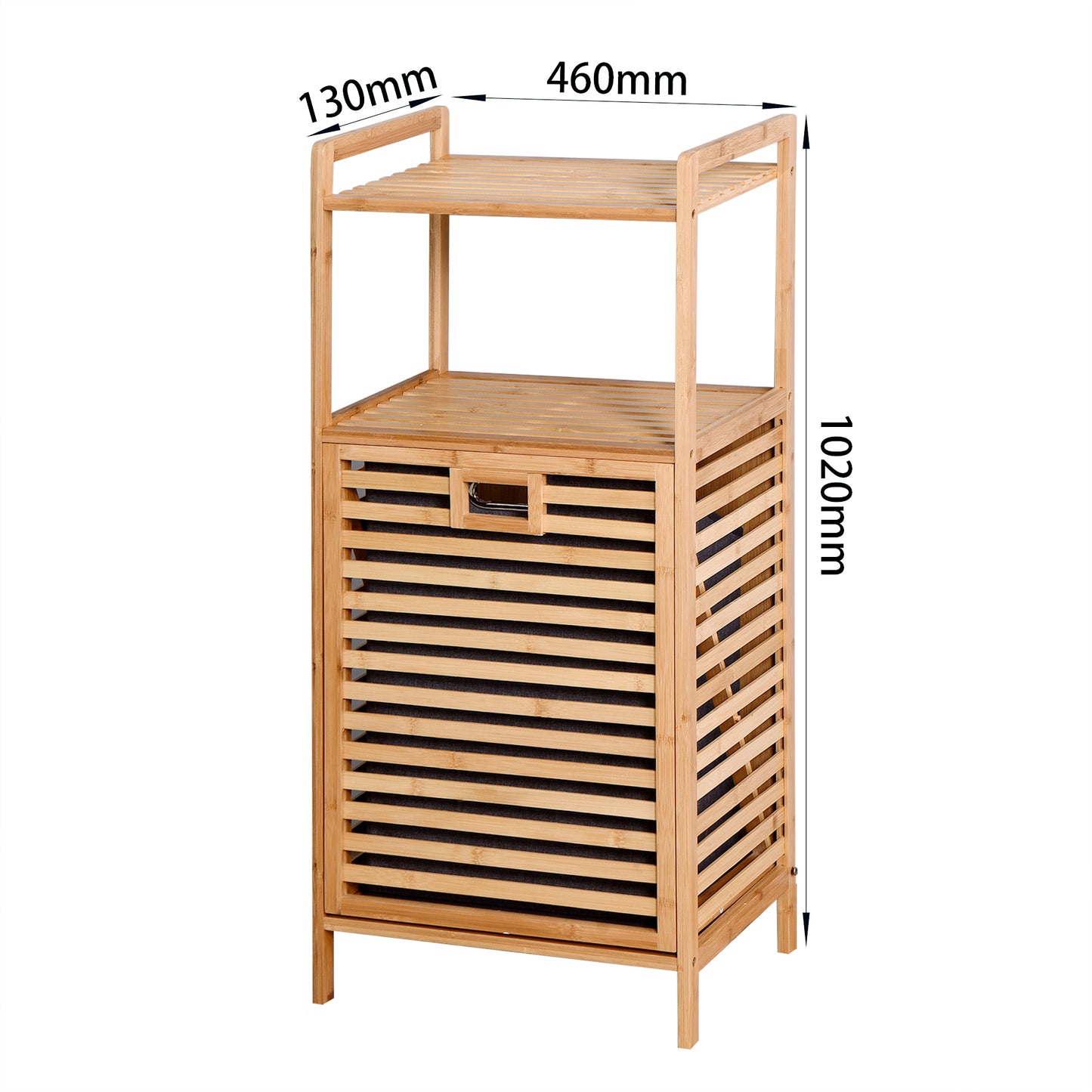 Bathroom Laundry Basket - Bamboo Storage with 2-Tier Shelf, 17.32 x 13 x 37.8 Inch, Stylish and Functional Home Organizer