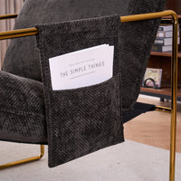 Dual Armchair Set in One Box Upholstered Hanging Chairs with Arm Pockets Metal Frame Dark Gray Crushed Foam Cushions for Living Room Bedroom