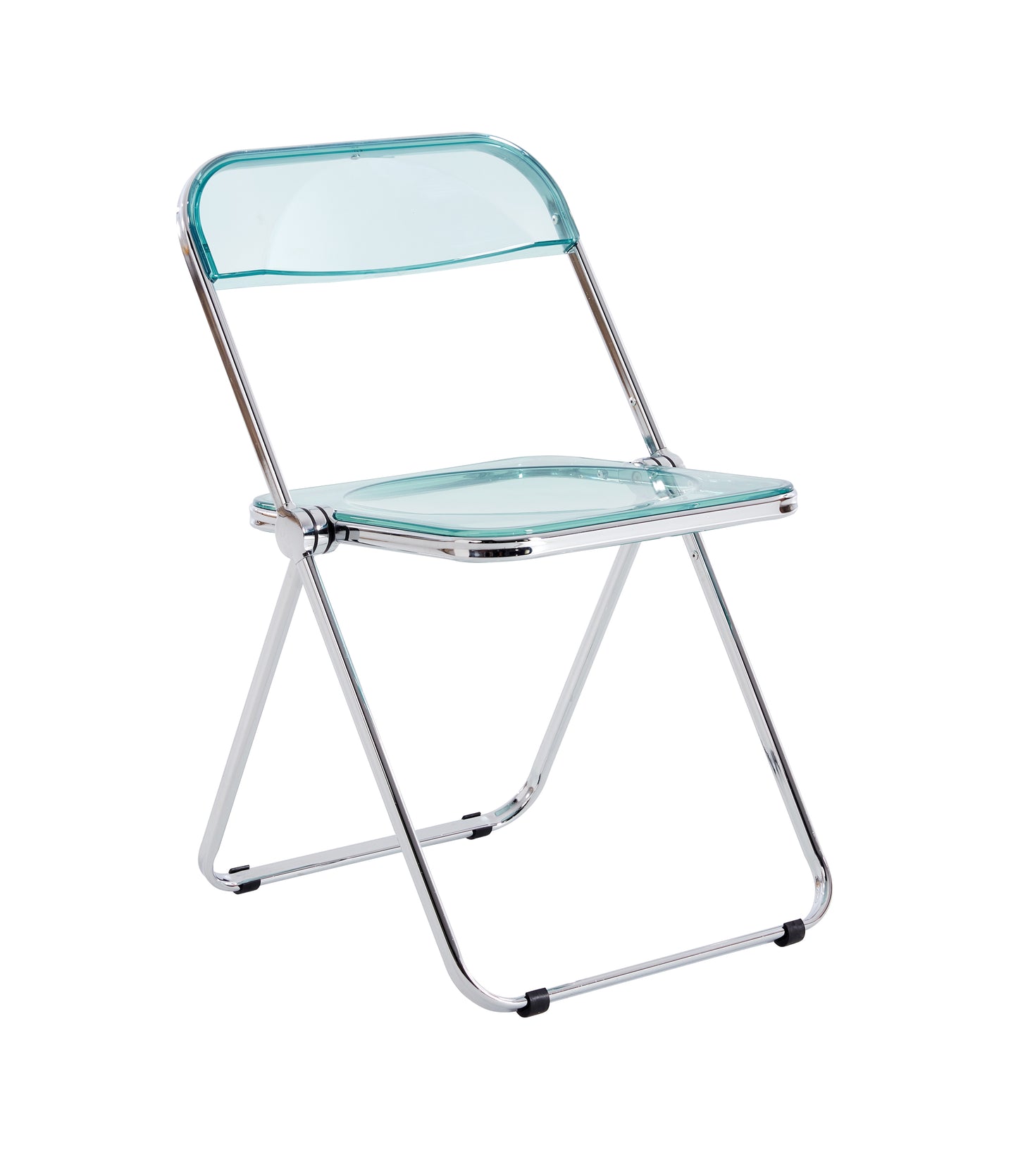 Clear Folding Chair Transparent Plastic Modern Living Room Seat Lightweight Comfortable Design