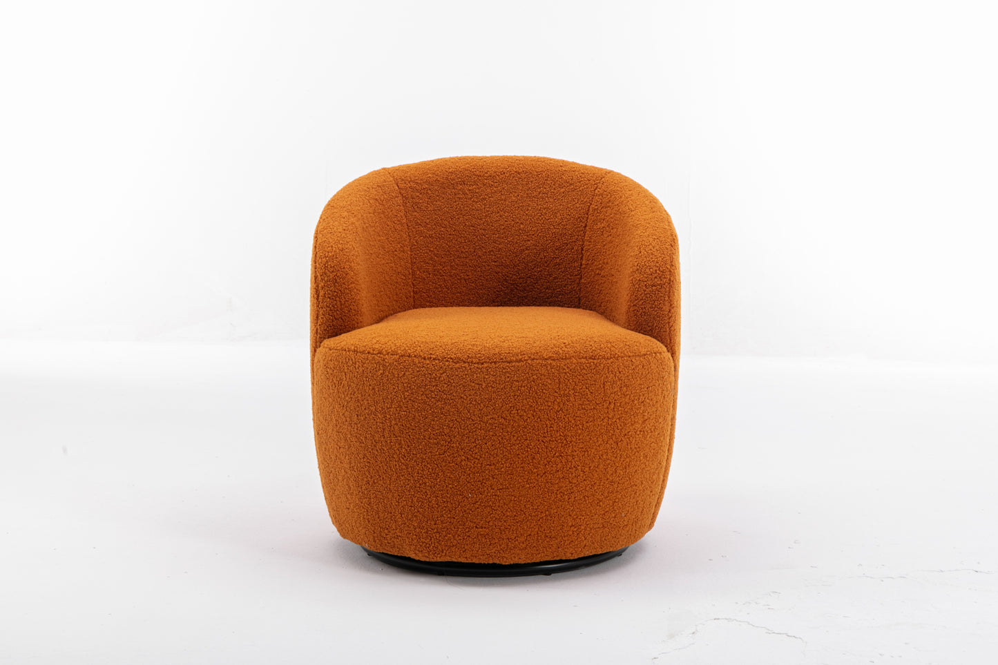 Teddy Fabric Swivel Accent Armchair Barrel Chair with Black Metal Ring Caramel Color