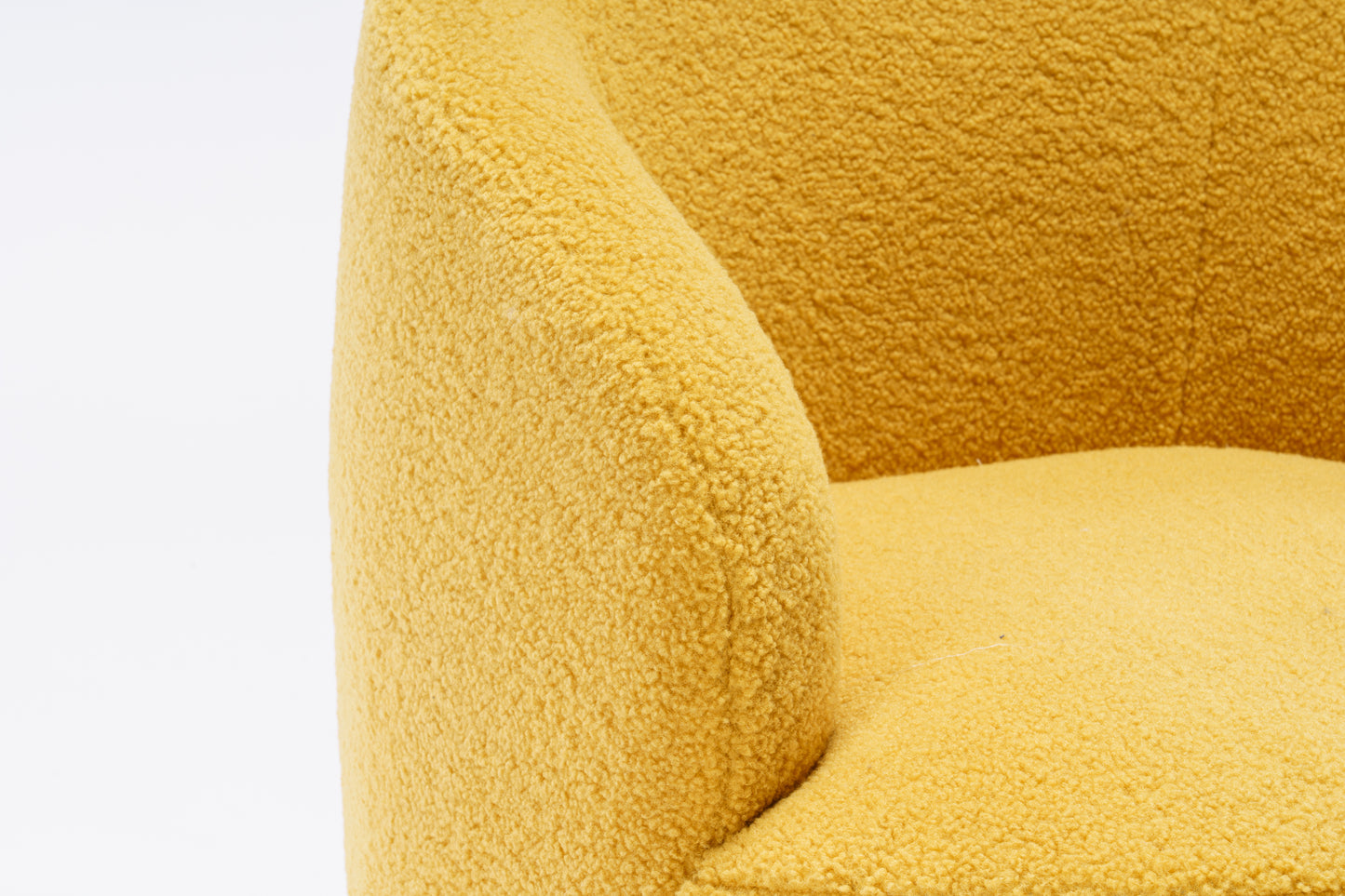 Teddy Fabric Swivel Accent Barrel Chair with Metal Ring Yellow Modern Design for Living Room