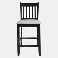 Casual Black Finish Rubberwood Dining Chairs Set of 2 Slatted Back Transitional Counter Seating