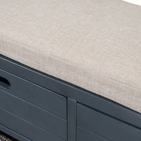 Storage Bench with Removable Basket and 2 Drawers Fully Assembled Shoe Bench with Cushion Navy