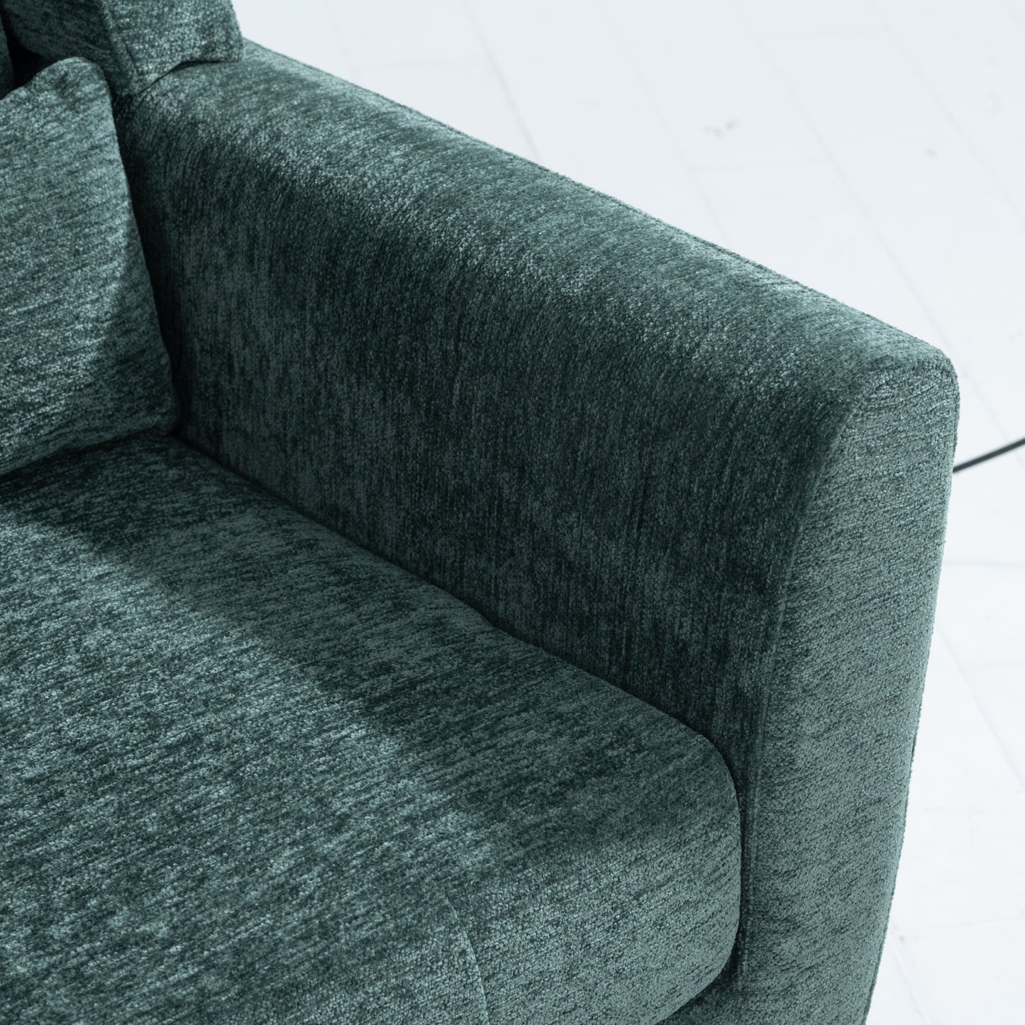 Chenille Modern Accent Chair with Pillow Soft Upholstered Armchair for Living Room Bedroom Solid Wood Legs Blackish Green