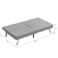 WOOD FRAME, STAINLESS LEG, FUTON, SOFA BED GREY