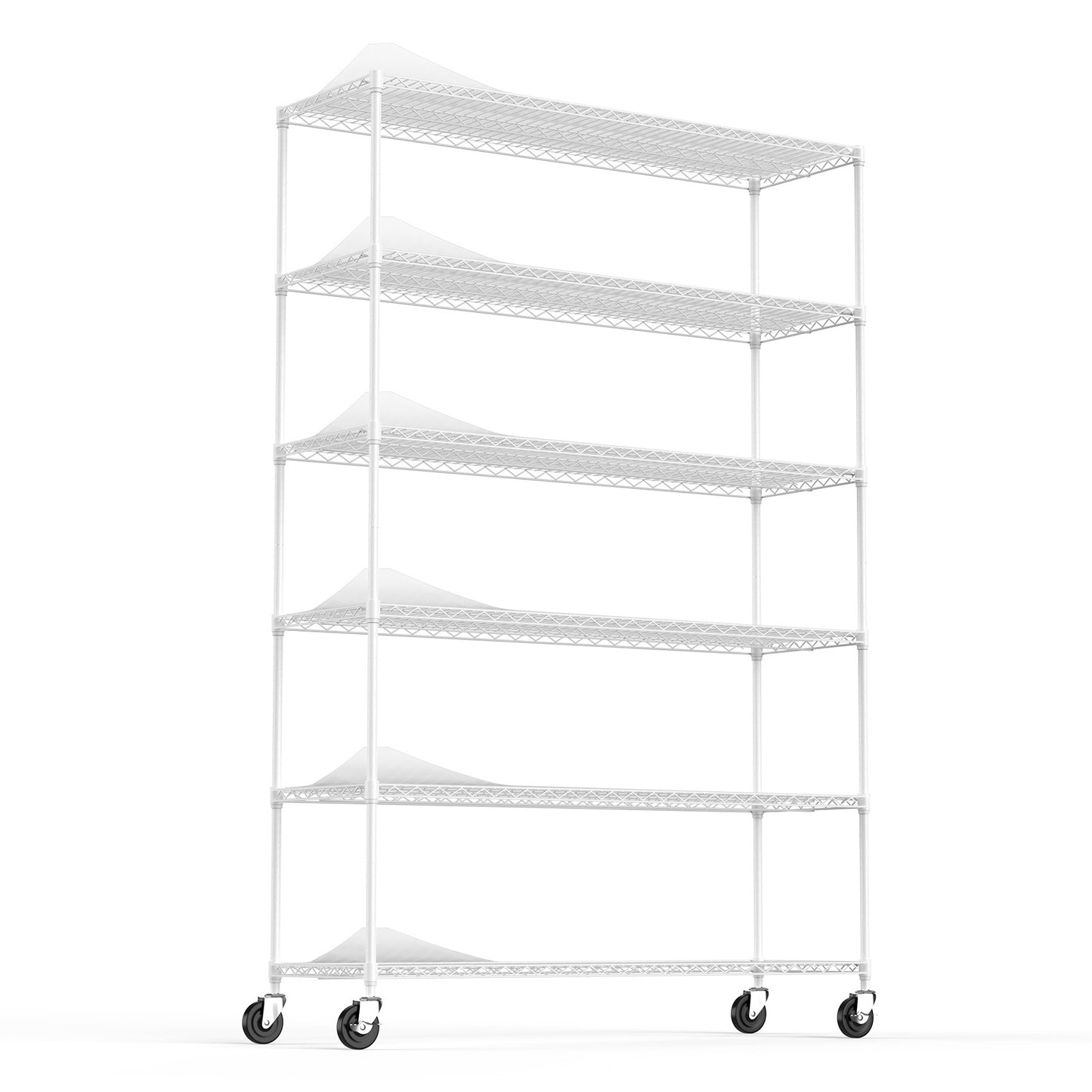 6 Tier Heavy Duty Wire Shelving Unit 6000 LBS Capacity Adjustable Metal Garage Storage Shelves with Wheels White