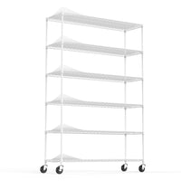 6 Tier Heavy Duty Wire Shelving Unit 6000 LBS Capacity Adjustable Metal Garage Storage Shelves with Wheels White